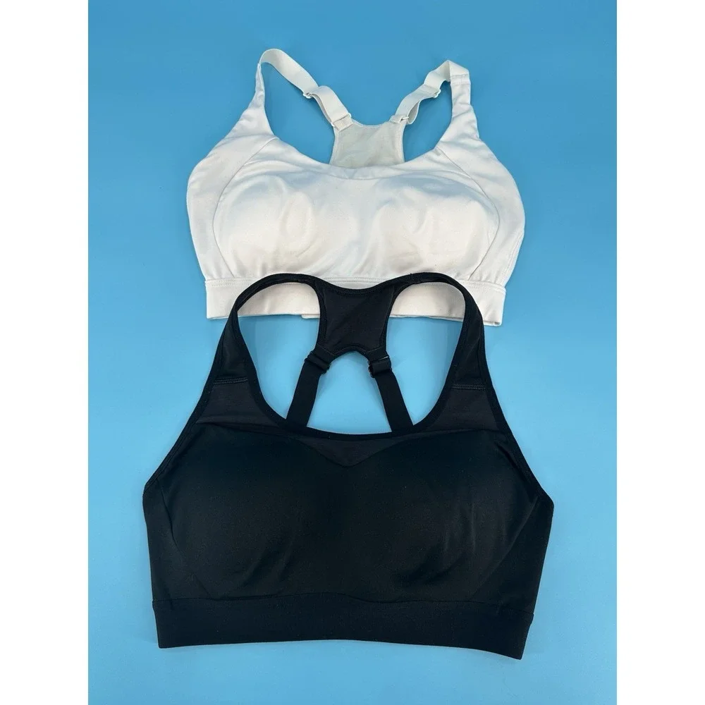 X2‎ Gymshark Women's Open Back Sports Bra White/Black Size Small
